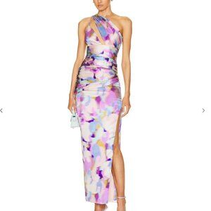 NWOT NICHOLAS Brielle Draped Asymmetric Gown in Cordoba Print size 4